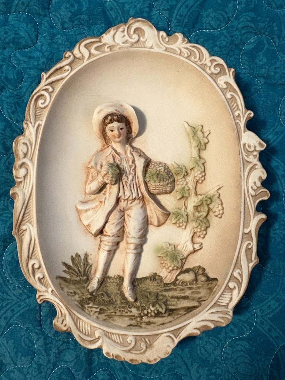 Vintage Victorian Lefton Bisque Porcelain Plaques